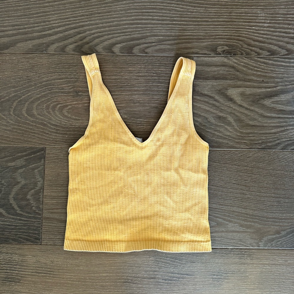 Yellow Ribbed Women's Top